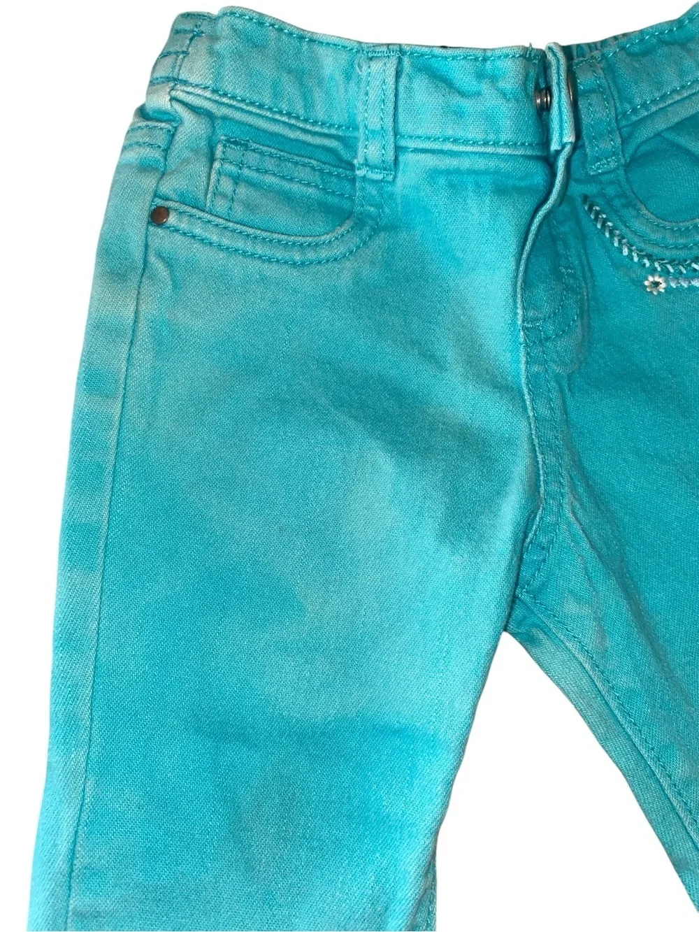 y2k OshKosh Bgosh Teal Heart pocket Girls jeans embroidered floral cute girly